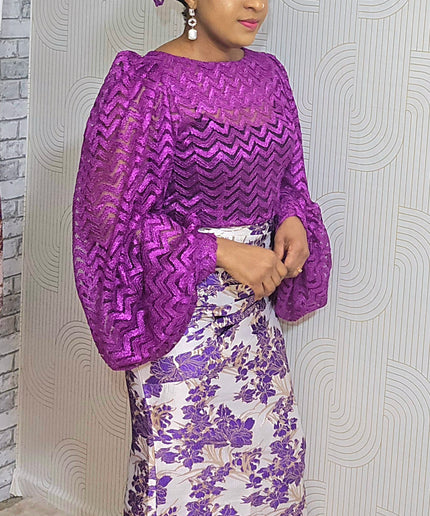 Ensemble brocart jupe - Violet