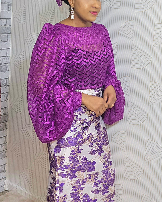 Ensemble brocart jupe - Violet