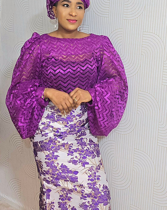 Ensemble brocart jupe - Violet