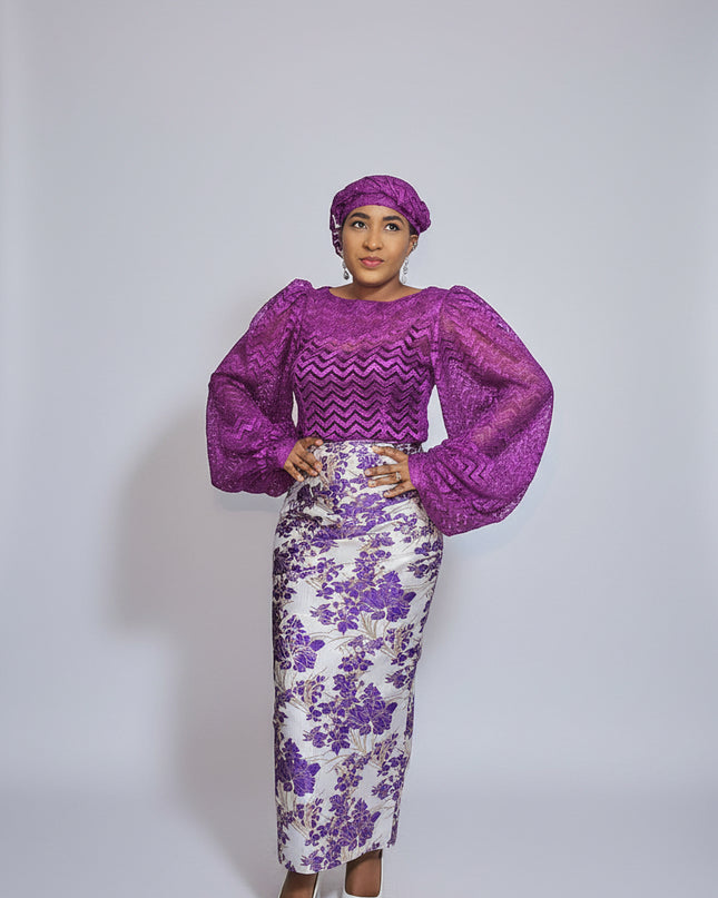 Ensemble brocart jupe - Violet