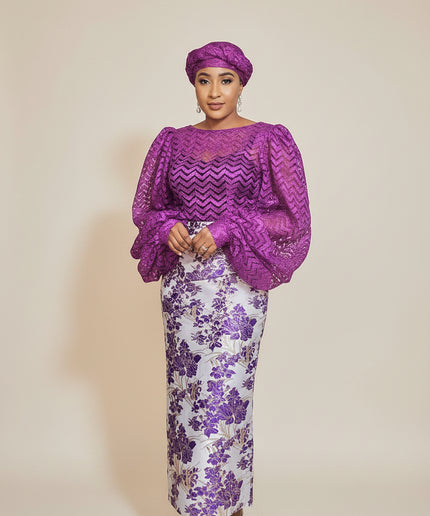 Ensemble brocart jupe - Violet