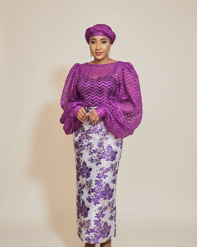 Ensemble brocart jupe - Violet