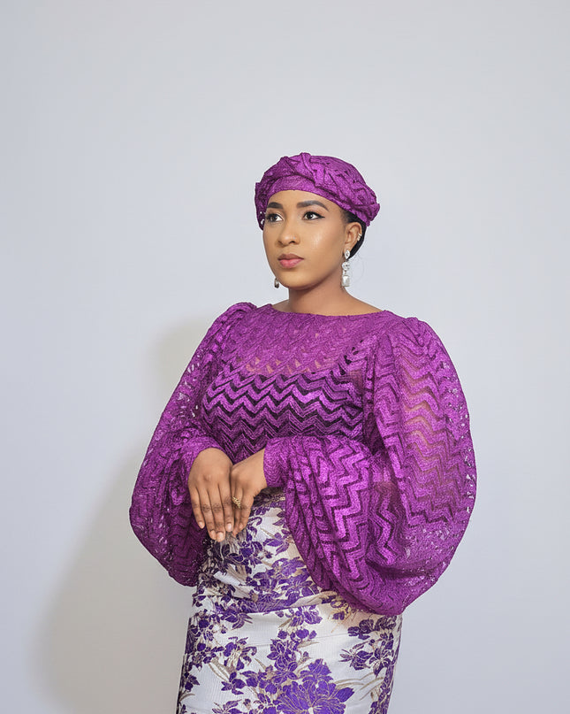 Ensemble brocart jupe - Violet