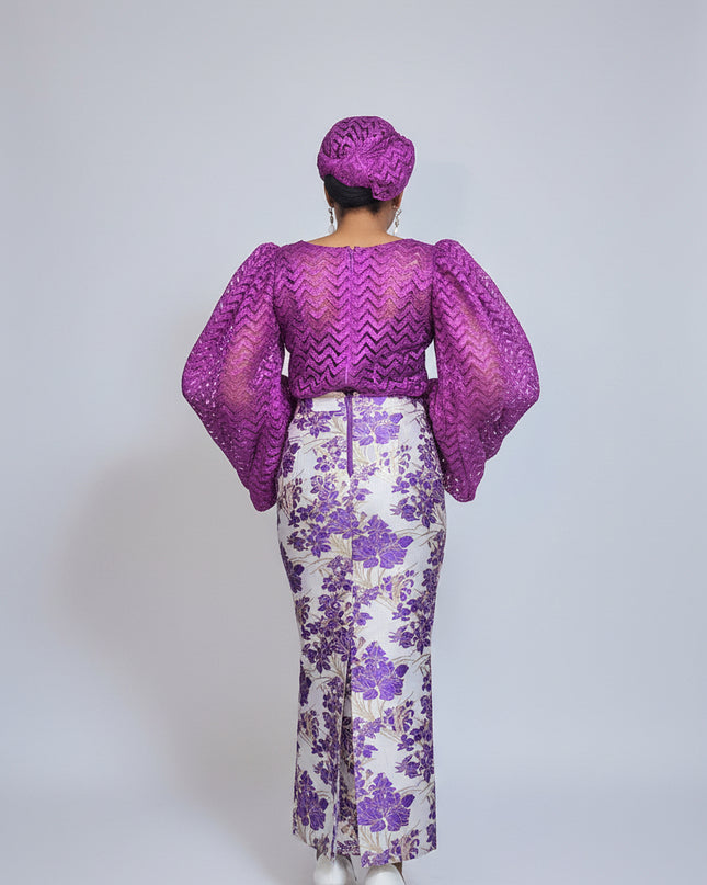 Ensemble brocart jupe - Violet