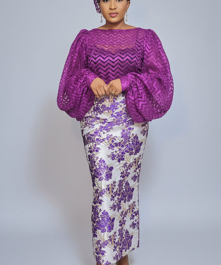 Ensemble brocart jupe - Violet