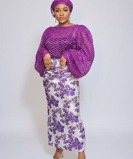 Ensemble brocart jupe - Violet