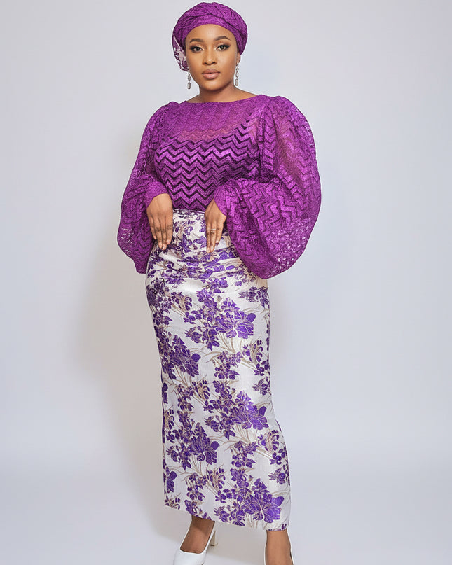 Ensemble brocart jupe - Violet