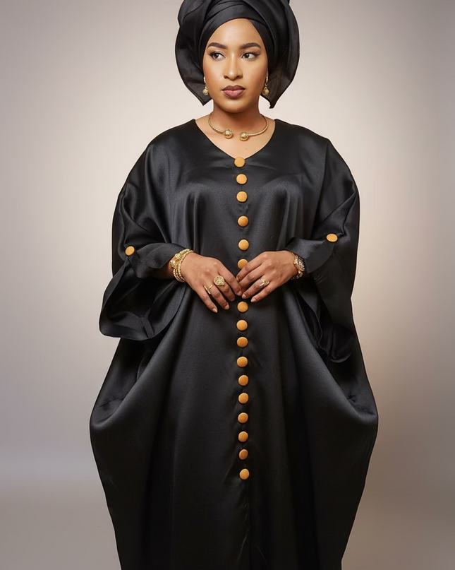 Boubou mikado aux buttons - Noir