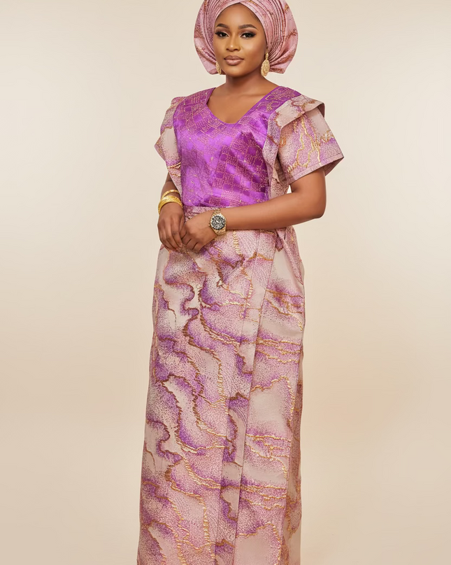 Robe brocart strassé - Violet