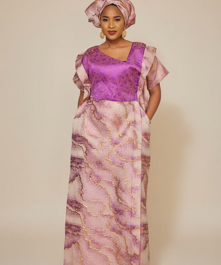 Robe brocart strassé - Violet