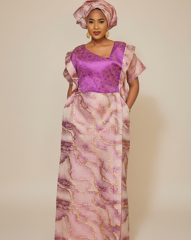 Robe brocart strassé - Violet