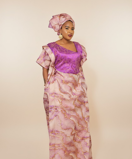 Robe brocart strassé - Violet
