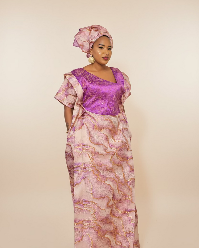 Robe brocart strassé - Violet
