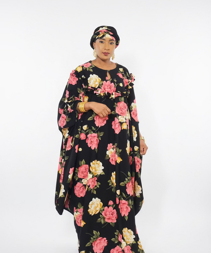 Robe fleurie vintage - Noir
