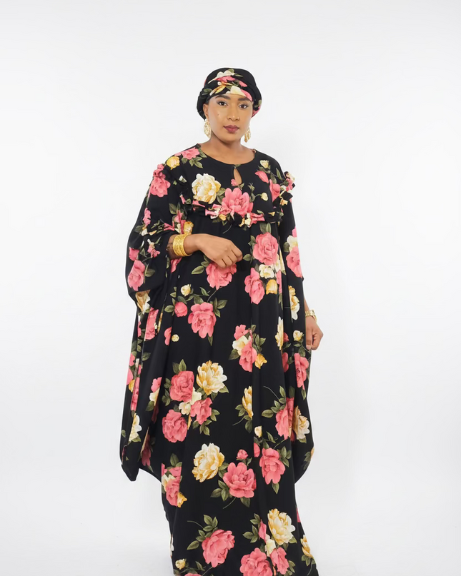 Robe fleurie vintage - Noir