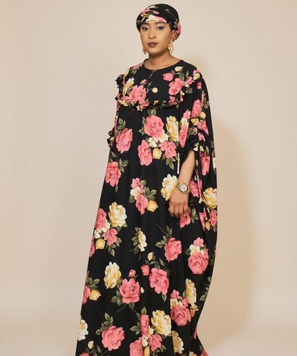 Robe fleurie vintage - Noir
