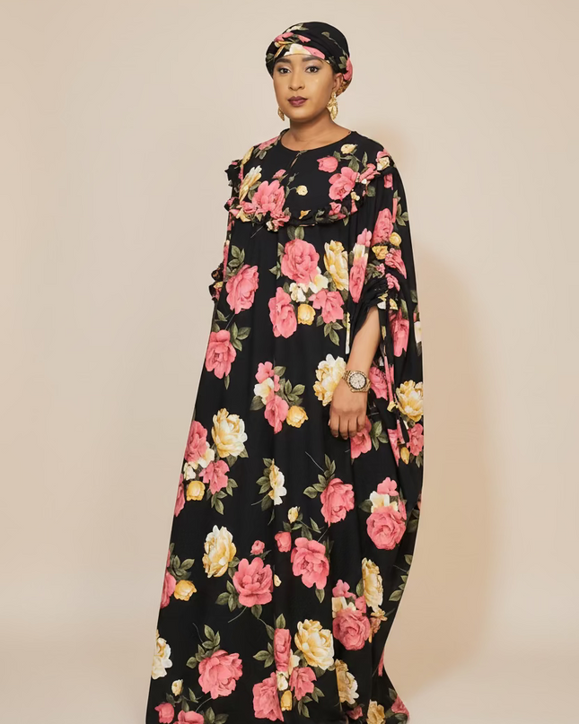 Robe fleurie vintage - Noir