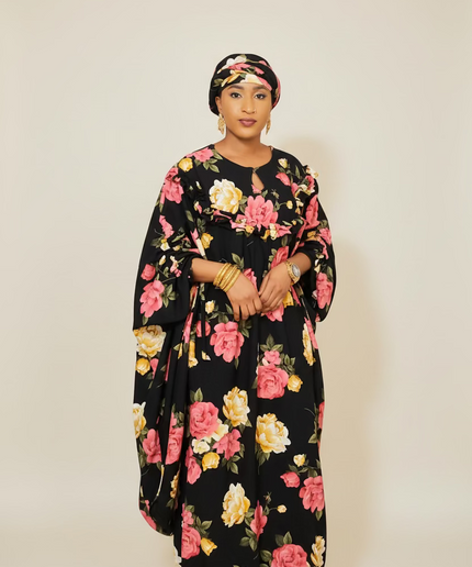 Robe fleurie vintage - Noir