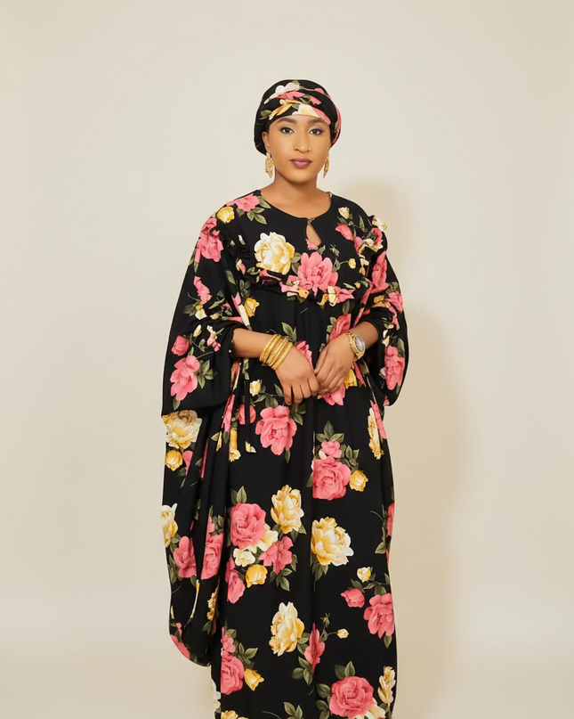 Robe fleurie vintage - Noir