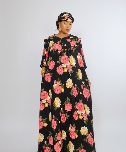 Robe fleurie vintage - Noir
