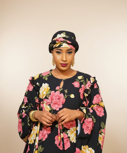Robe fleurie vintage - Noir