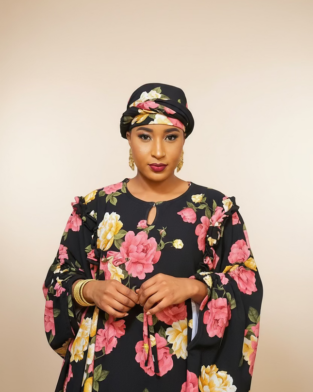 Robe fleurie vintage - Noir
