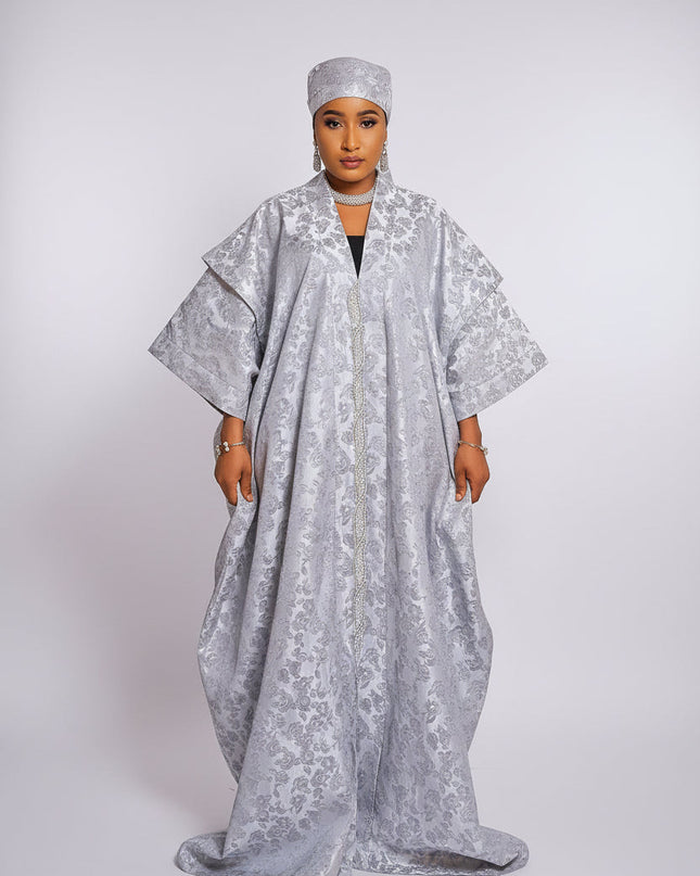 Boubou brocart dubai - Gris / silver