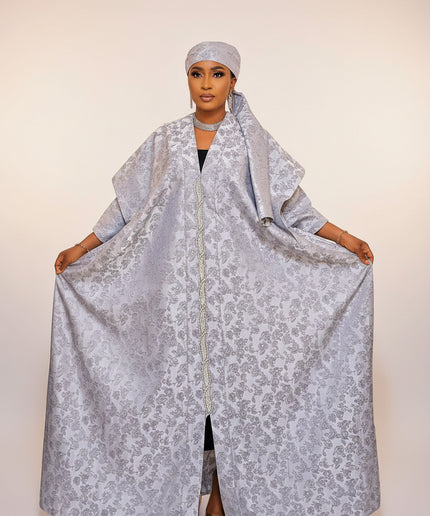 Boubou brocart dubai - Gris / silver