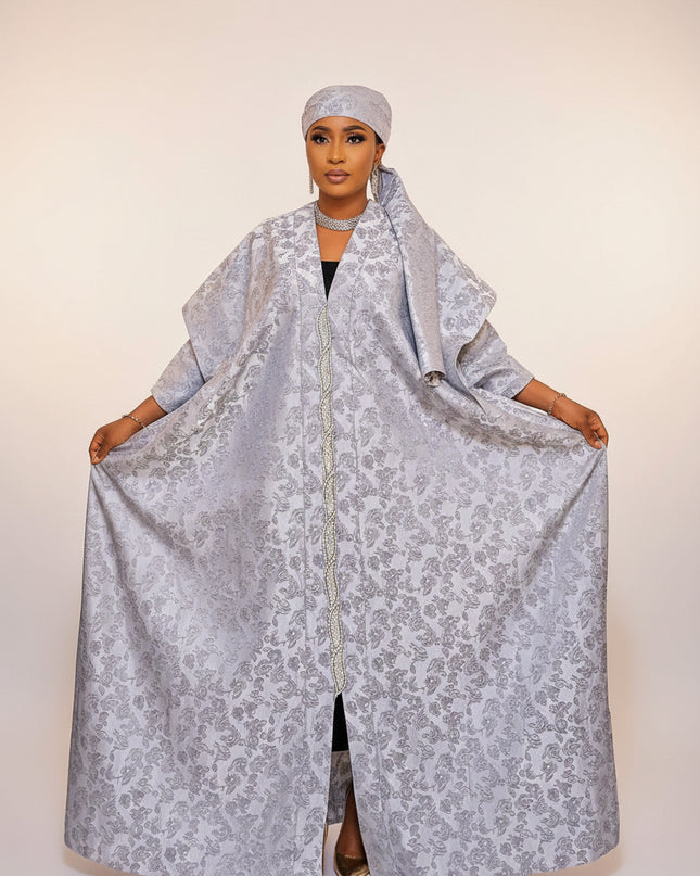 Boubou brocart dubai - Gris / silver