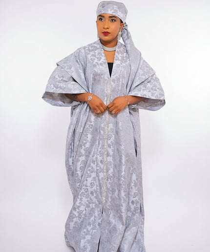 Boubou brocart dubai - Gris / silver
