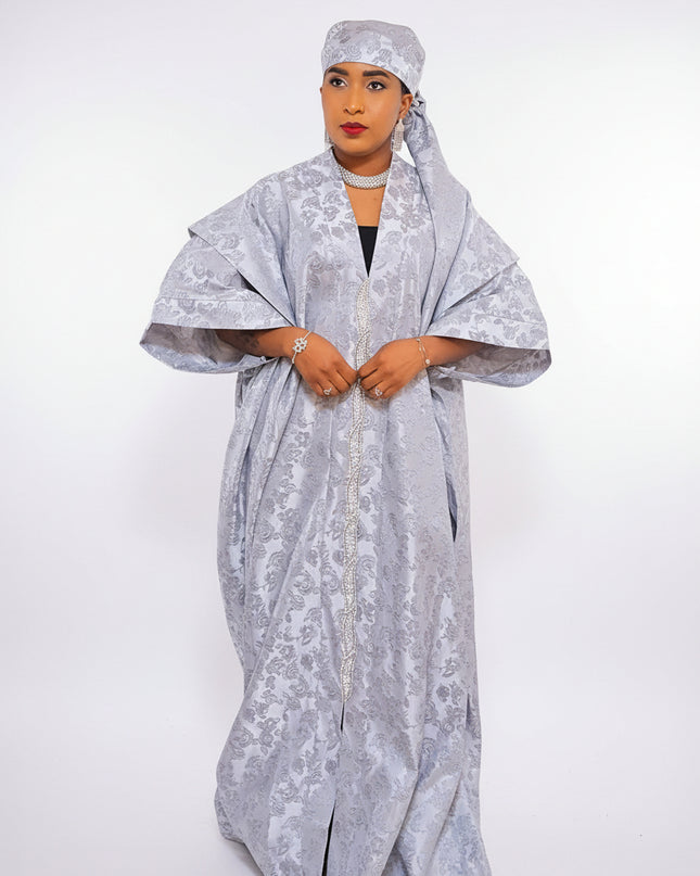 Boubou brocart dubai - Gris / silver