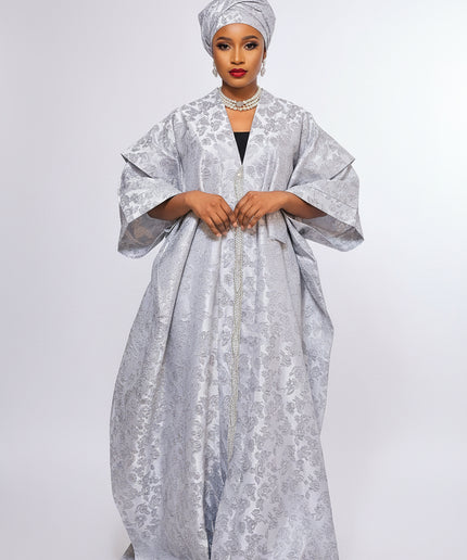 Boubou brocart dubai - Gris / silver