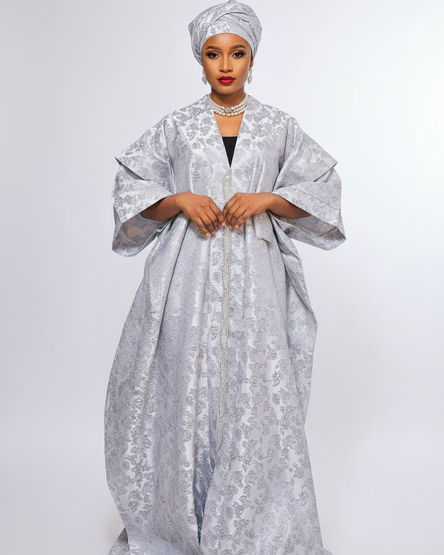 Boubou brocart dubai - Gris / silver