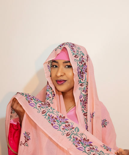 Foulard Salia aux motifs - Baby pink