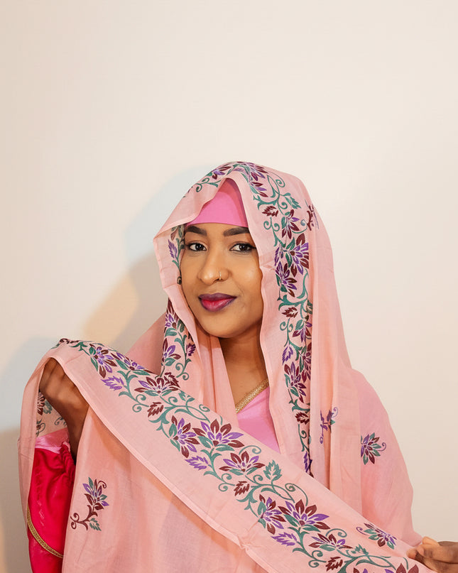 Foulard Salia aux motifs - Baby pink