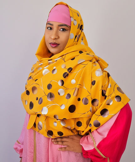 Foulard Nasma aux dots - Jaune
