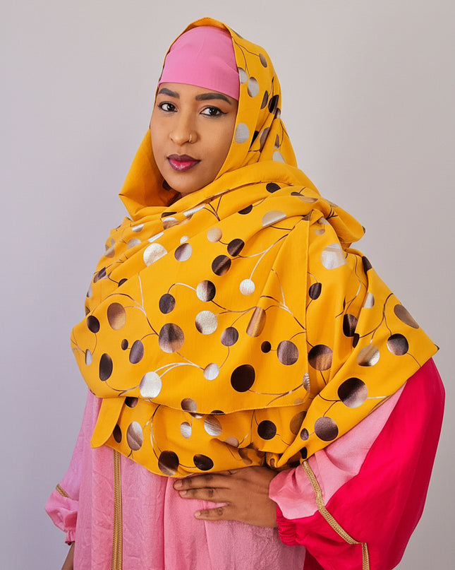 Foulard Nasma aux dots - Jaune