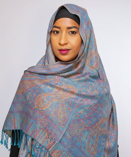 Pashmina - bleu/rose
