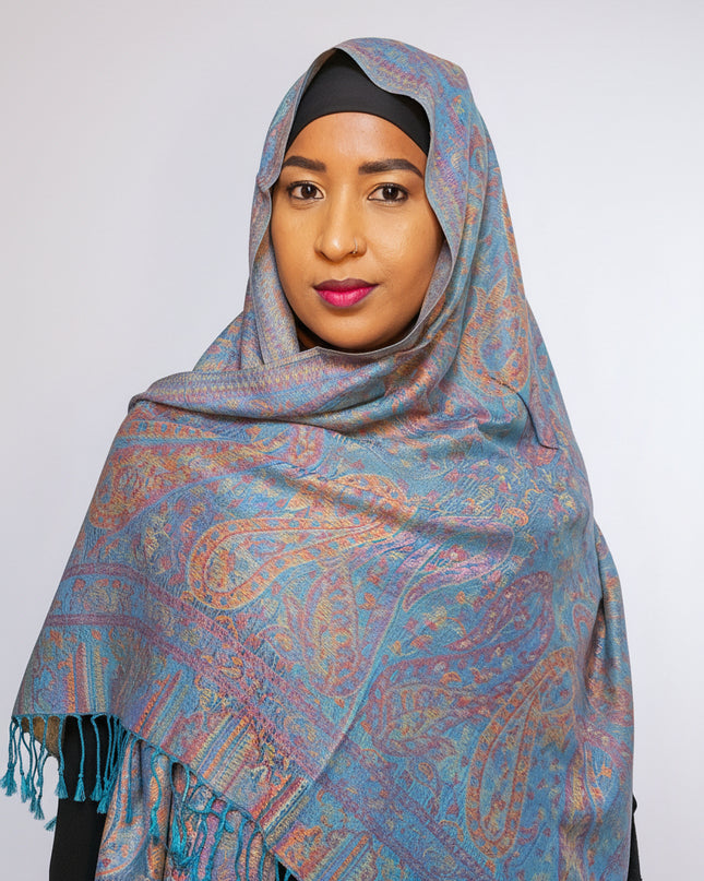 Pashmina - bleu/rose
