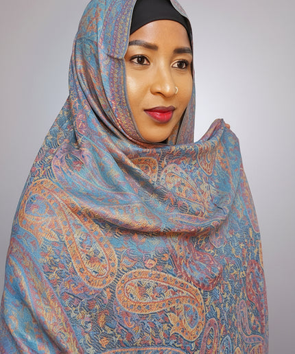 Pashmina - bleu/rose