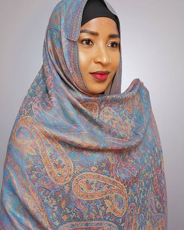 Pashmina - bleu/rose