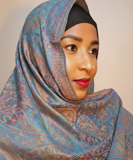 Pashmina - bleu/rose
