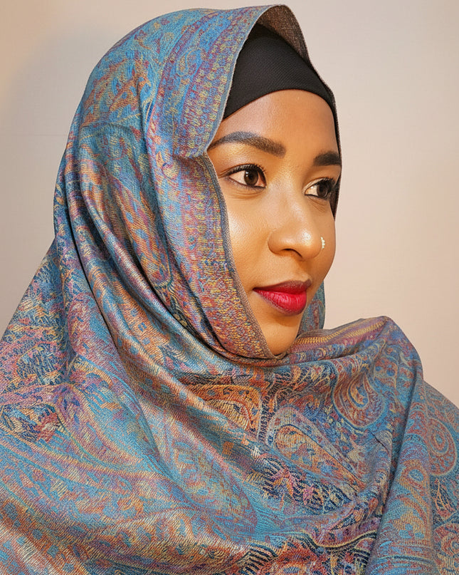 Pashmina - bleu/rose
