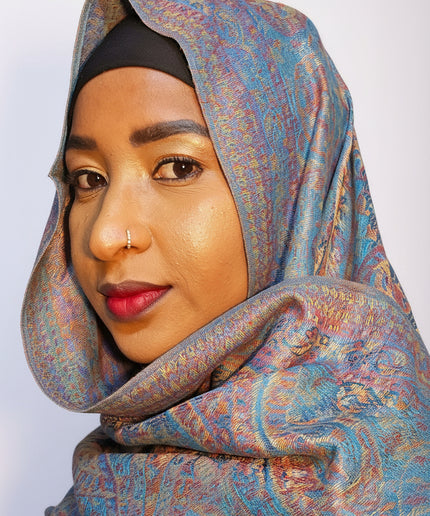 Pashmina - bleu/rose