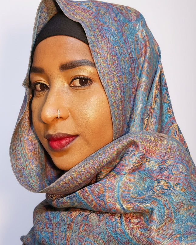 Pashmina - bleu/rose
