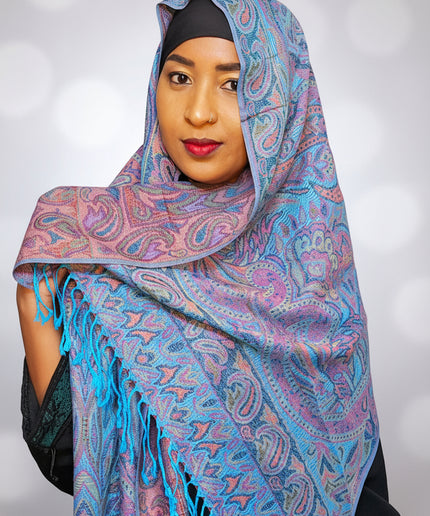 Pashmina - bleu/rose