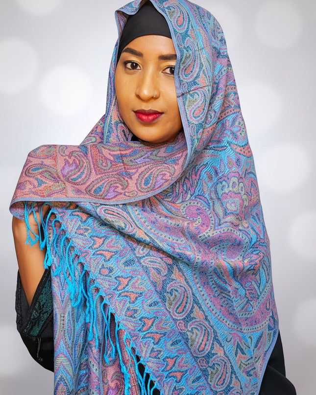 Pashmina - bleu/rose