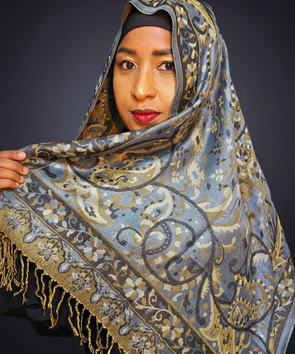 Pashmina - Bleu/marron