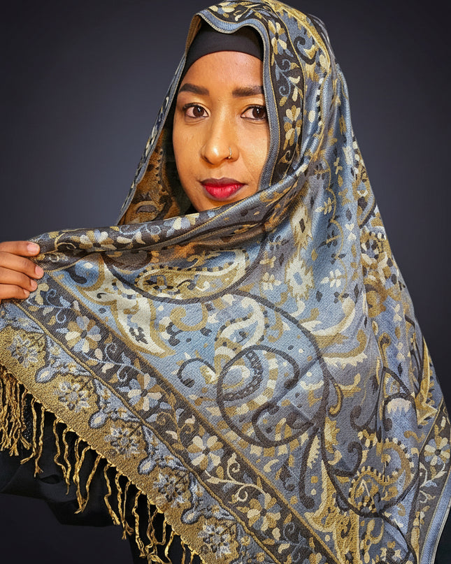 Pashmina - Bleu/marron
