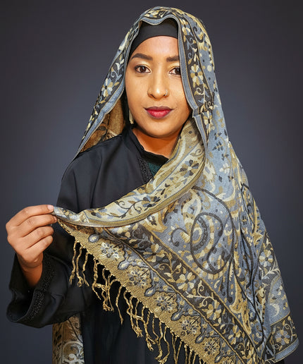 Pashmina - Bleu/marron